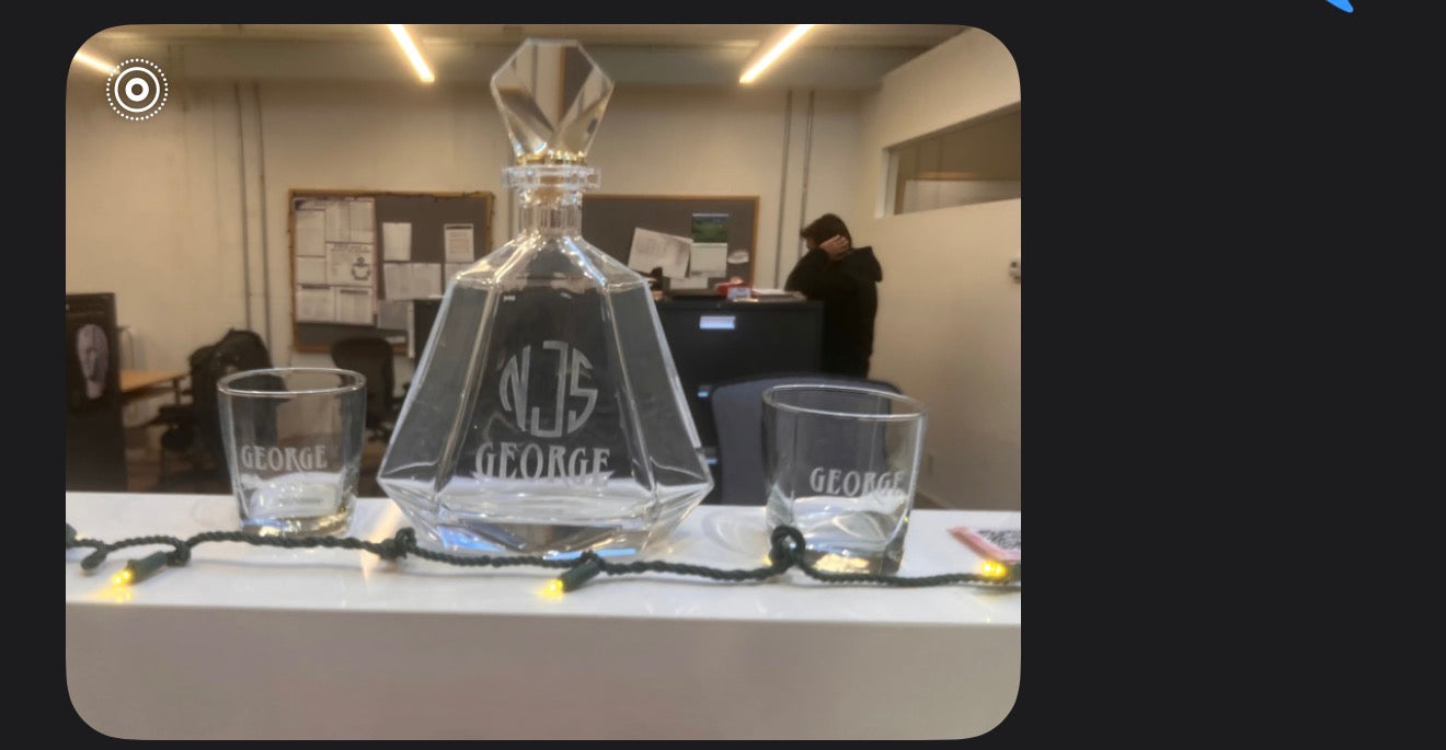 Laser engraved Decanter and Glass Set